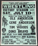 ANDERSON, GENE & OLE ANDERSON VS TIM WOODS & DINO BRAVO ORIGINAL ON SITE POSTER (1976)