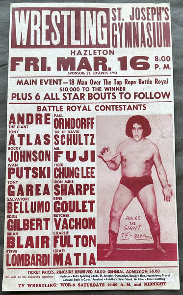 ANDRE THE GIANT BATTLE ROYAL ON SITE WRESTLING POSTER (1984)