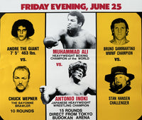 ANDRE THE GIANT-CHUCK WEPNER-BRUNO SAMMARTINO-STAN HANSEN ON SITE POSTER (1976-ALI-INOKI CLOSED CIRCUIT)