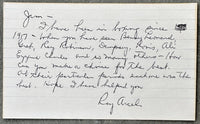 ARCEL, RAY SIGNED & INSCRIBED INDEX CARD