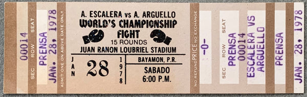 ARGUELLO, ALEXIS-ALFREDO ESCALERA ON SITE FULL TICKET (1978)