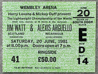ARGUELLO-JIM WATT ON SITE STUBLESS TICKET (1981-ARGUELLO WINS TITLE)
