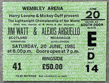 ARGUELLO-JIM WATT ON SITE STUBLESS TICKET (1981-ARGUELLO WINS TITLE)