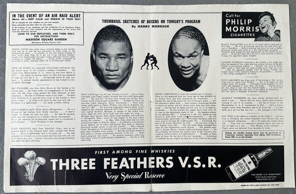 ARMSTRONG, HENRY-BEAU JACK OFFICIAL PROGRAM (1943)