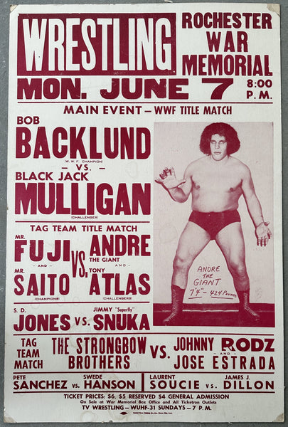 ANDRE THE GIANT ON SITE WRESTLING POSTER (1982)