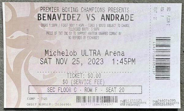 BENAVIDEZ, DAVID-DEMETRIUS ANDRADE ON SITE FULL TICKET (2023)