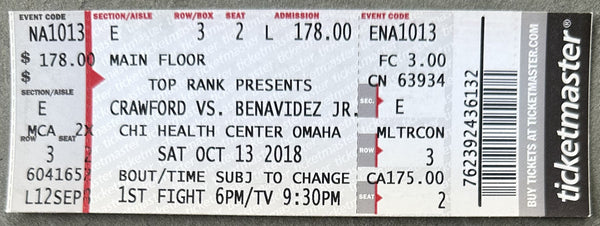 CRAWFORD, TERENCE-JOSE BENAVIDEZ, JR. ON SITE FULL TICKET (2018)