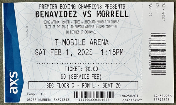 BENAVIDEZ, DAVID-DAVID MORRELL ON SITE FULL TICKET (2025)