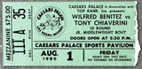 BENITEZ, WILFRED-TONY CHIAVERINI ON SITE STUBLESS TICKET (1980)