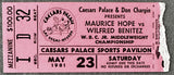 BENITEZ, WILFRED-MAURICE HOPE ON SITE STUBLESS TICKET (1981)