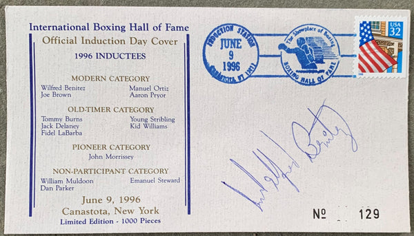 BENITEZ, WILFRED SIGNED BOXING HALL OF FAME FIRST DAY ENVELOPE (1996)