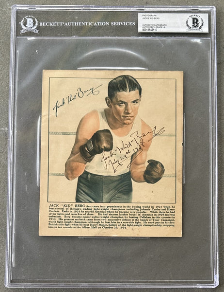 BERG, JACKIE "KID" SIGNED PHOTO (BECKETT-GRADE 9)