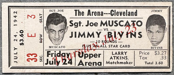 BIVINS, JIMMY-SGT. JOE MUSCATO ON SITE STUBLESS TICKET (1942)