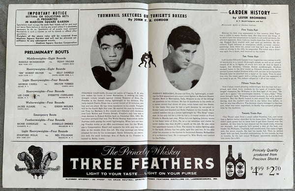 BIZZARRO, JOHNNY-FRANKIE NAVAEZ OFFICIAL PROGRAM (1964)