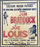 LOUIS, JOE-JIMMY BRADDOCK RARE FIGHT FILM POSTER (1937)