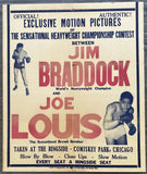 LOUIS, JOE-JIMMY BRADDOCK RARE FIGHT FILM POSTER (1937)