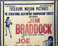 LOUIS, JOE-JIMMY BRADDOCK RARE FIGHT FILM POSTER (1937)