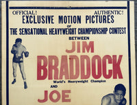 LOUIS, JOE-JIMMY BRADDOCK RARE FIGHT FILM POSTER (1937)