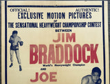 LOUIS, JOE-JIMMY BRADDOCK RARE FIGHT FILM POSTER (1937)