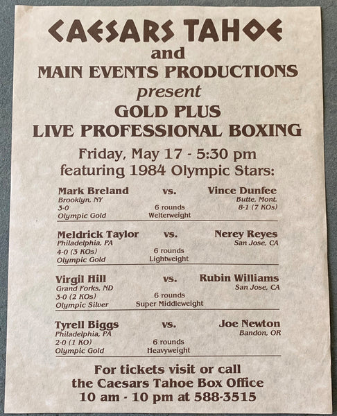 TAYLOR, MELDRICK & MARK BRELAND & TYRELL BIGGS & FRANCISCO DAMIANI PROGRAM/BROADSIDE (1985)