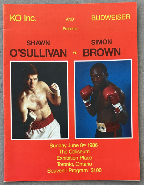 BROWN, SIMON-SHAWN O'SULLIVAN OFFICIAL PROGRAM (1986)