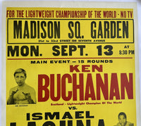 DURAN, ROBERTO-BENNY HUERTAS & KEN BUCHANAN-ISMAEL LAGUNA RARE ON SITE POSTER  (1971)