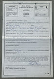 BROWN, DREW "BUNDINI" SIGNED NEVADA STATE SECOND'S LICENSE APPLICATION (1980-PSA/DNA)