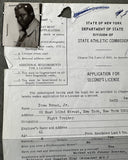 BROWN, DREW "BUNDINI" SIGNED NEW YORK STATE SECOND'S LICENSE APPLICATION (1969-JSA)