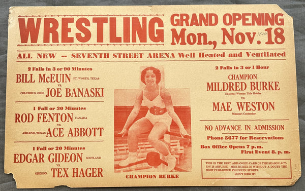 BURKE, MILDRED-MAE WESTON RARE ON SITE POSTER (1940)