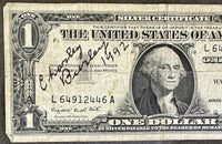 BURLEY, CHARLIE SIGNED ONE DOLLAR BILL (1992)