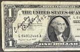 BURLEY, CHARLIE SIGNED ONE DOLLAR BILL (1992)