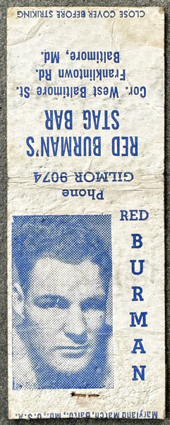 BURMAN, RED STAG BAR MATCH BOOK