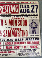SAMMARTINO, BRUNO & VICTOR RIVERA VS THE BUTCHER & GORILLA MONSOON ON SITE POSTER (1968)