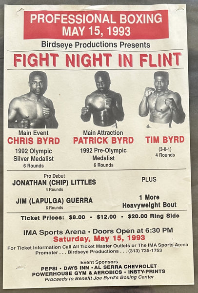 BYRD, CHRIS-MIKE SULLIVAN ON SITE POSTER (1993-BYRD'S 2ND PRO FIGHT)