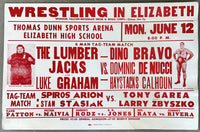 CALHOUN, HAYSTACKS & DOMINIC DENUCCI & DINO BRAVO VS THE LUMBERJACKS & LUKE GRAHAM ON SITE POSTER (1978)