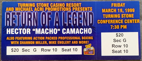 CAMACHO, HECTOR "MACHO"-SCOTT SMITH ON SITE FULL TICKET (1999)