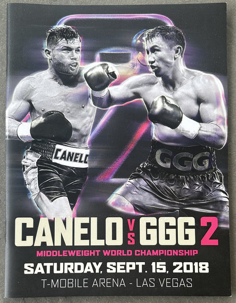 ALVAREZ, CANELO-GENNADY GOLOVKIN II OFFICIAL PROGRAM (2018)