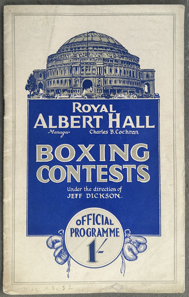 CARNERA, PRIMO-GEORGE COOK OFFICIAL PROGRAM (1932)