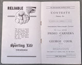 CARNERA, PRIMO-GEORGE COOK OFFICIAL PROGRAM (1932)