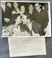 CERDAN, MARCEL TYPE 1 WIRE PHOTO (1949 IN CASABLANCA)