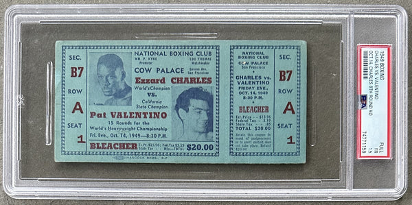 CHARLES, EZZARD-PAT VALENTINO ON SITE FULL TICKET (1949-PSA/DNA FR 1.5)