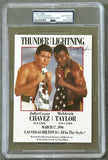 CHAVEZ, JULIO CESAR-MELDRICK TAYLOR I SIGNED LARGE POSTCARD (1990-SIGNED BY TAYLOR & CHAVEZ-PSA/DNA)