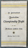 CHOYNSKI, JOE-JOE GODDARD & JACK MCAULIFFE-TOM DUGGAN OFFICIAL PROGRAM (1891)