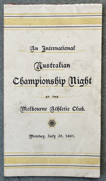 CHOYNSKI, JOE-JOE GODDARD & JACK MCAULIFFE-TOM DUGGAN OFFICIAL PROGRAM (1891)
