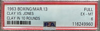 CLAY, CASSIUS-DOUG JONES ON SITE FULL TICKET (1963-PSA/DNA EX-MT 6-HIGHEST GRADED)