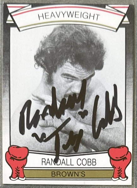 COBB, RANDALL "TEX" SIGNED BROWN'S BOXING CARD (1992)
