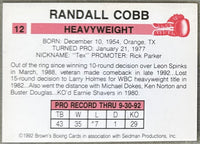 COBB, RANDALL "TEX" SIGNED BROWN'S BOXING CARD (1992)