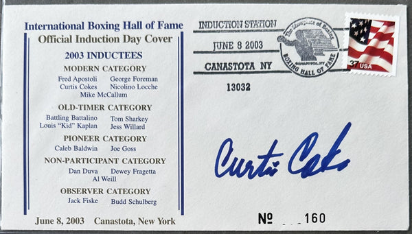 COKES, CURTIS SIGNED BOXING HALL OF FAME FIRST DAY ENVELOPE (2003)