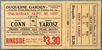 CONN, BILLY-TEDDY YAROSZ ON SITE FULL TICKET (1937)