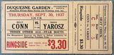 CONN, BILLY-TEDDY YAROSZ ON SITE FULL TICKET (1937)